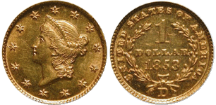 1853-D Gold Dollar