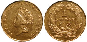 1855-D Gold Dollar
