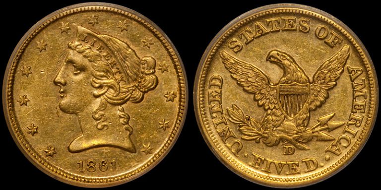 1861-D Five Dollar
