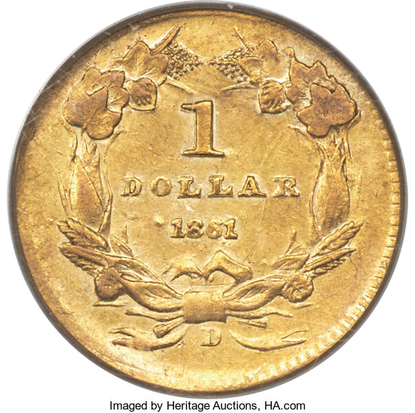 1861-D Gold Dollar Reverse